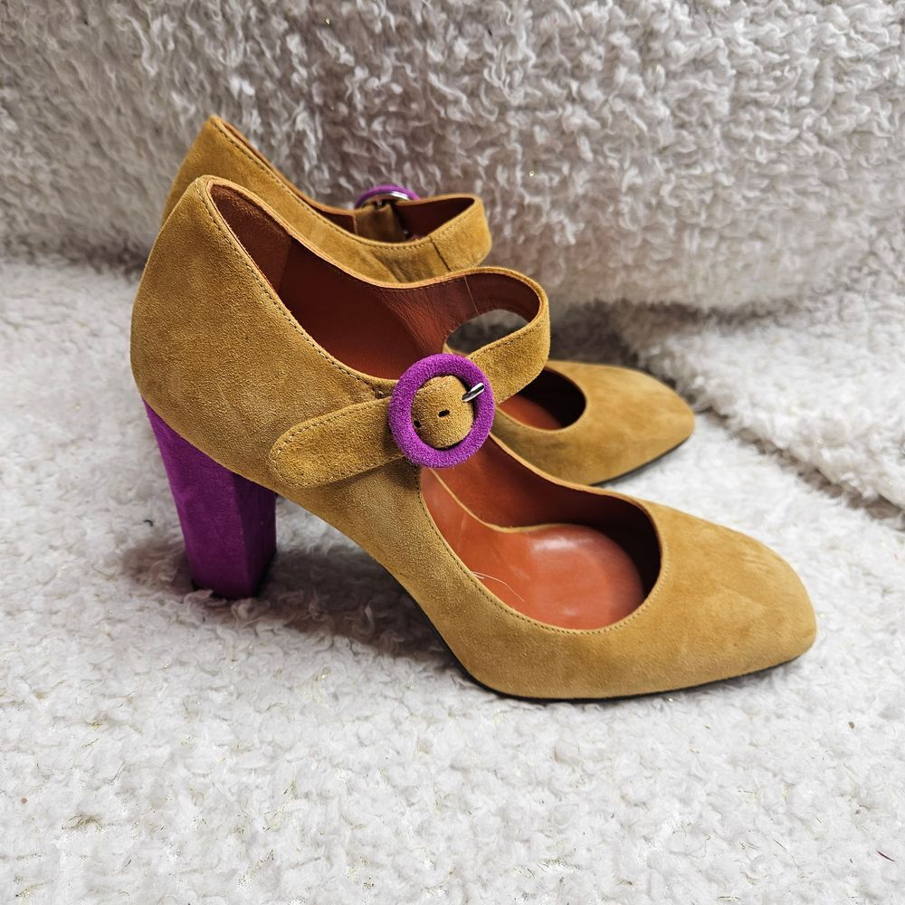 Penelope Chilvers Tango Suede Colorblock Mary‎ Jane Heels sz 39